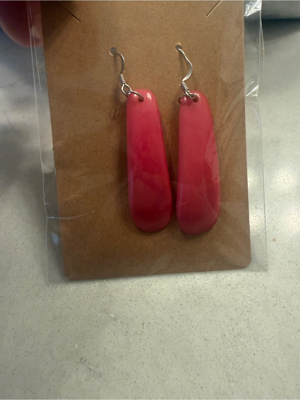Pink Teardrop/tongue-shaped Dangle Earrings - Unbranded